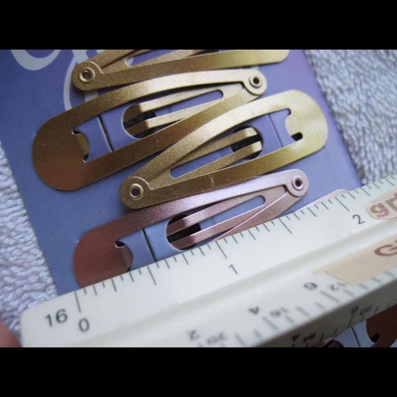 12 Goody Medium Painted Metal Snap Hair Clips Contour Sparkly Gold Pink Blue - Picture 2 of 7